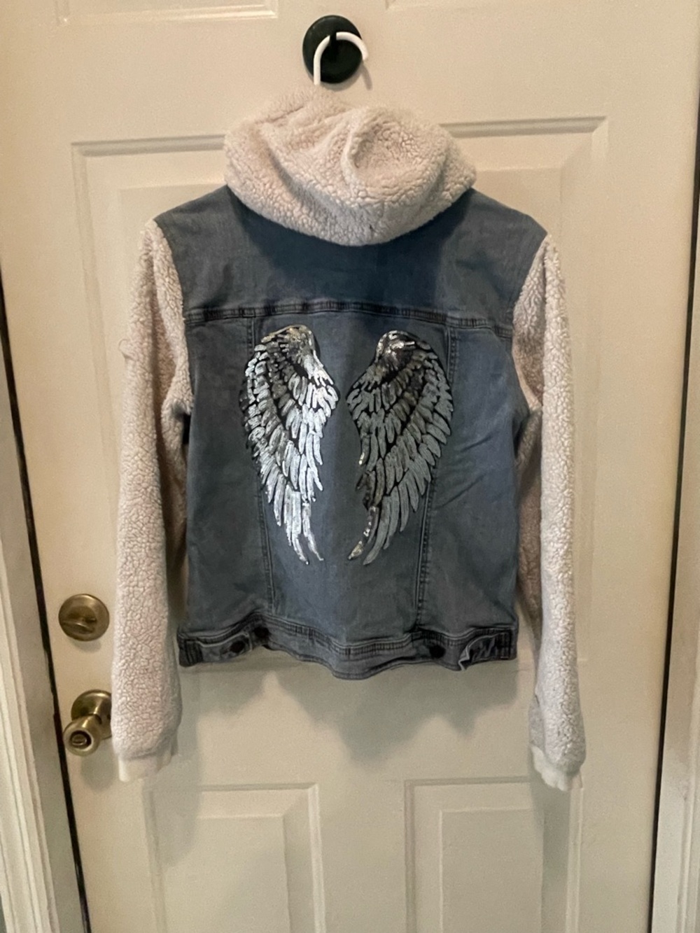 Maurices Denim & Sherpa Jacket with Silver Wing Patch
